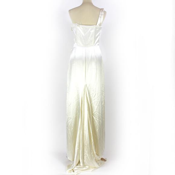Reformation Eisa Silk Wedding Dress NEW One Shoulder Maxi Corset Slit Gown Sz 6 - Picture 6 of 8